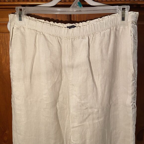 J. Crew Stratus Pant Linen Pull On Wide Leg Relaxed Natural Beige Size M Beachy - Picture 7 of 12